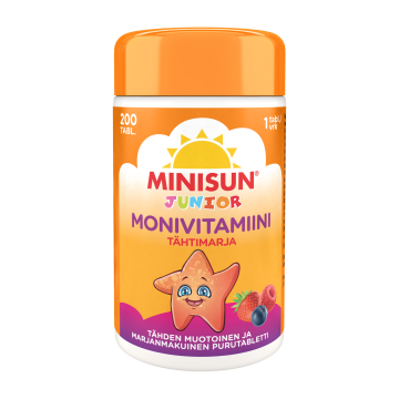 Minisun Monivitamiini Tähtimarja jr. 200 PURUTABL